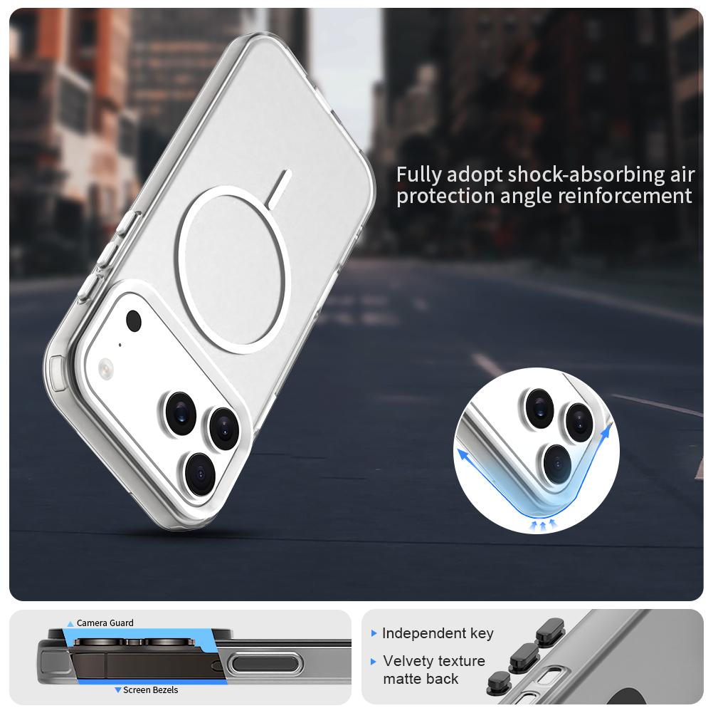 For iPhone 18 Pro Max Candy Fine Circle Magsafe PC Hybrid TPU Phone Case - White - EDA008658619A
