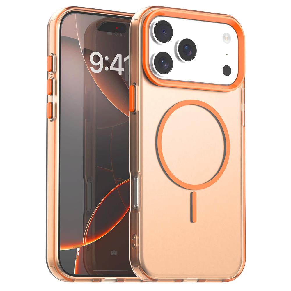For iPhone 18 Pro Max Candy Fine Circle Magsafe PC Hybrid TPU Phone Case - Orange - EDA008658619B