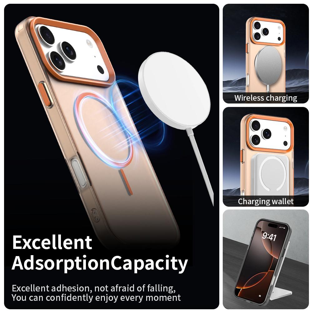 For iPhone 18 Pro Max Candy Fine Circle Magsafe PC Hybrid TPU Phone Case - Orange - EDA008658619B