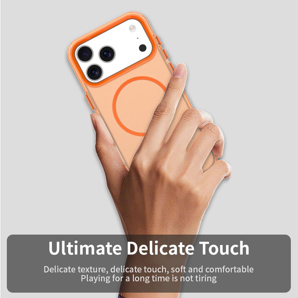 For iPhone 18 Pro Max Candy Fine Circle Magsafe PC Hybrid TPU Phone Case - Orange - EDA008658619B