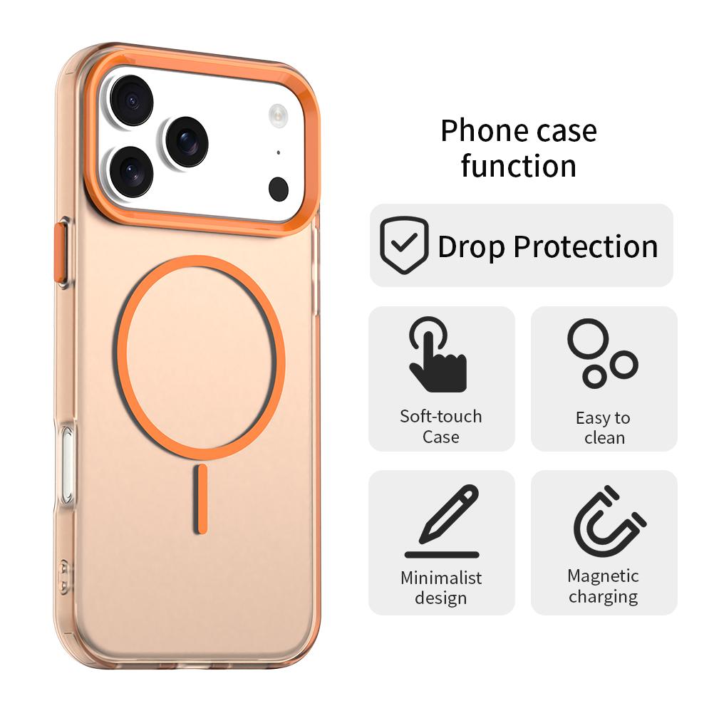 For iPhone 18 Pro Max Candy Fine Circle Magsafe PC Hybrid TPU Phone Case - Orange - EDA008658619B