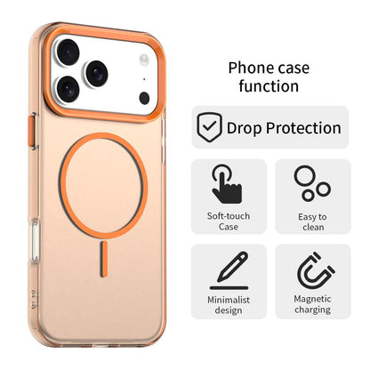 For iPhone 18 Pro Max Candy Fine Circle Magsafe PC Hybrid TPU Phone Case - Orange - EDA008658619B