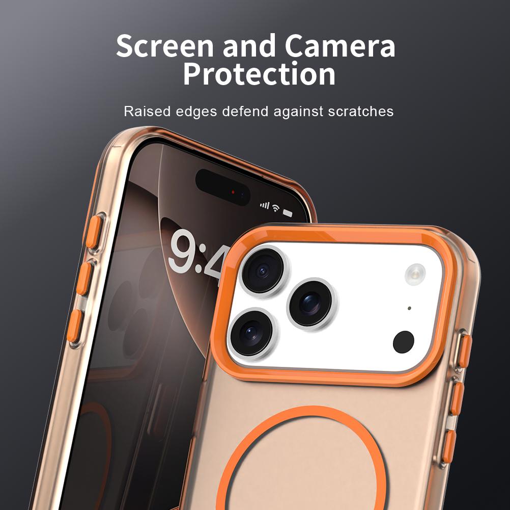 For iPhone 18 Pro Max Candy Fine Circle Magsafe PC Hybrid TPU Phone Case - Orange - EDA008658619B