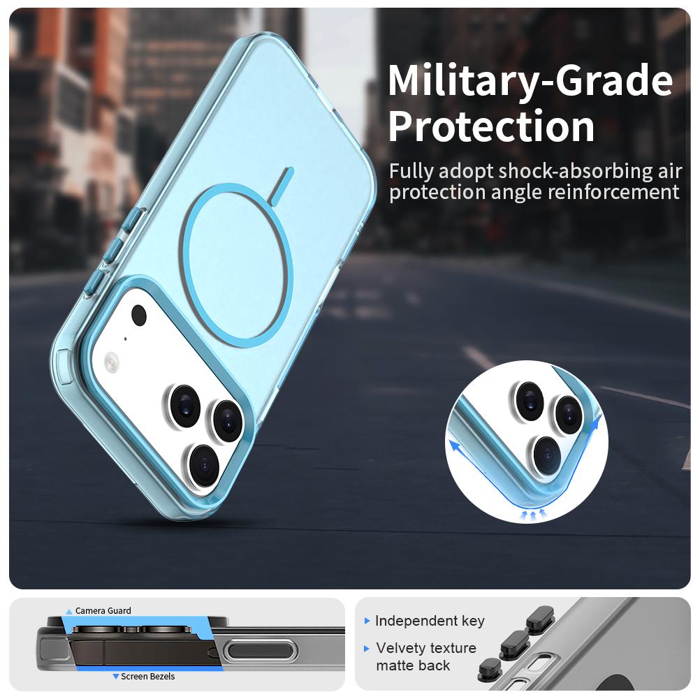 For iPhone 18 Pro Max Candy Fine Circle Magsafe PC Hybrid TPU Phone Case - Blue - EDA008658619E