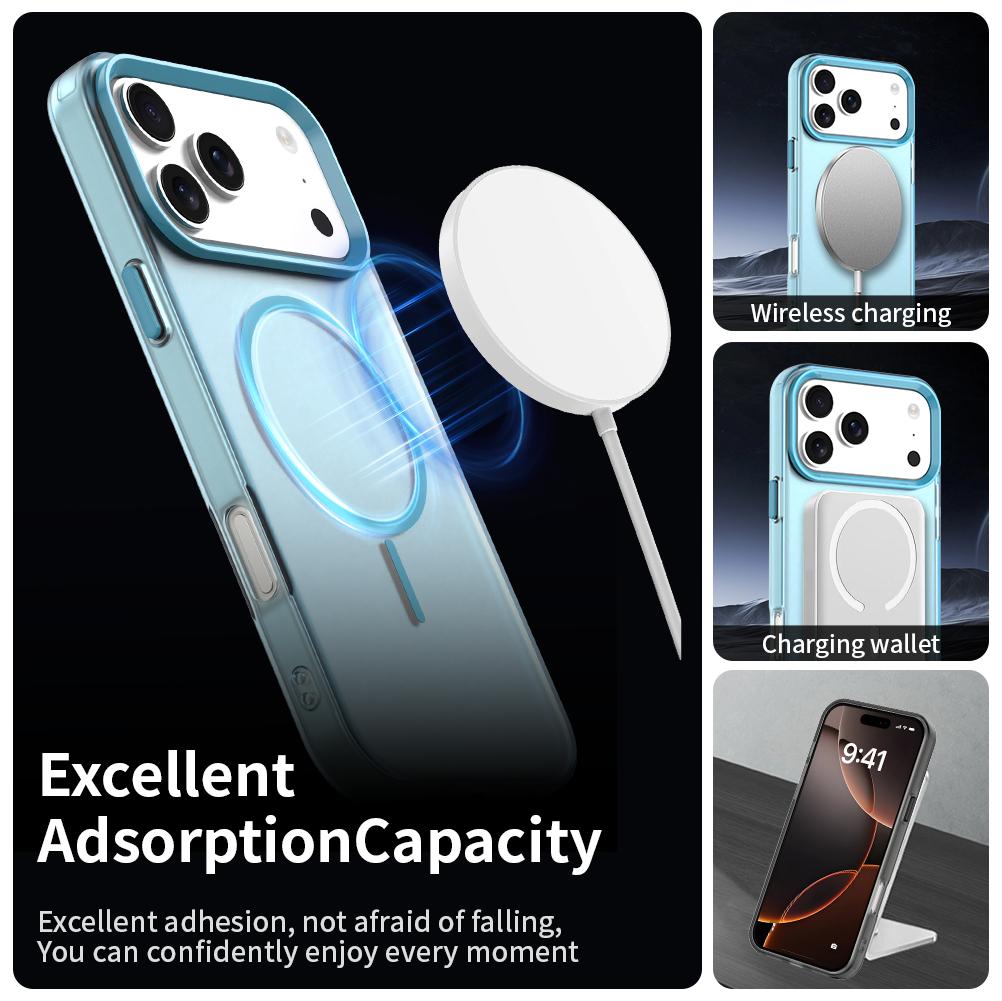 For iPhone 18 Pro Max Candy Fine Circle Magsafe PC Hybrid TPU Phone Case - Blue - EDA008658619E