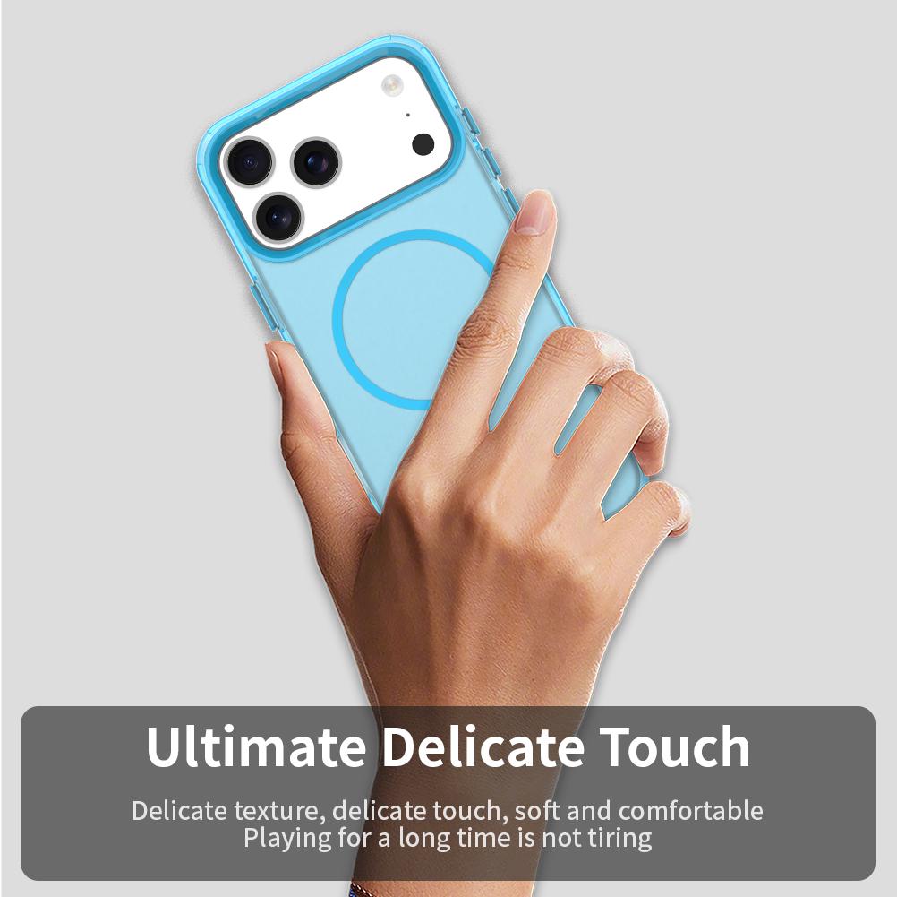 For iPhone 18 Pro Max Candy Fine Circle Magsafe PC Hybrid TPU Phone Case - Blue - EDA008658619E