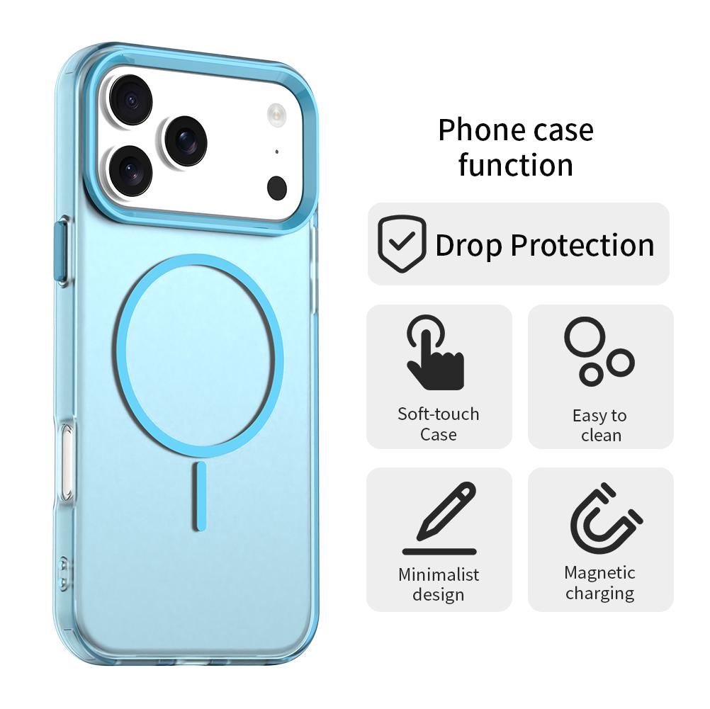 For iPhone 18 Pro Max Candy Fine Circle Magsafe PC Hybrid TPU Phone Case - Blue - EDA008658619E