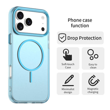 For iPhone 18 Pro Max Candy Fine Circle Magsafe PC Hybrid TPU Phone Case - Blue - EDA008658619E