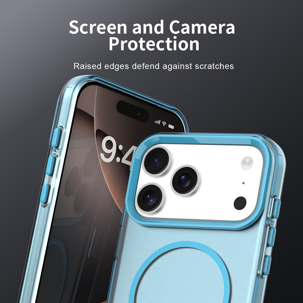 For iPhone 18 Pro Max Candy Fine Circle Magsafe PC Hybrid TPU Phone Case - Blue - EDA008658619E