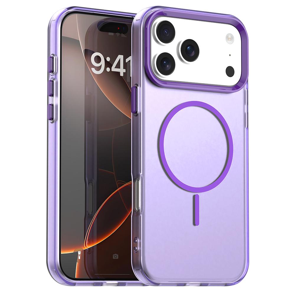 For iPhone 18 Pro Max Candy Fine Circle Magsafe PC Hybrid TPU Phone Case - Purple - EDA008658619G