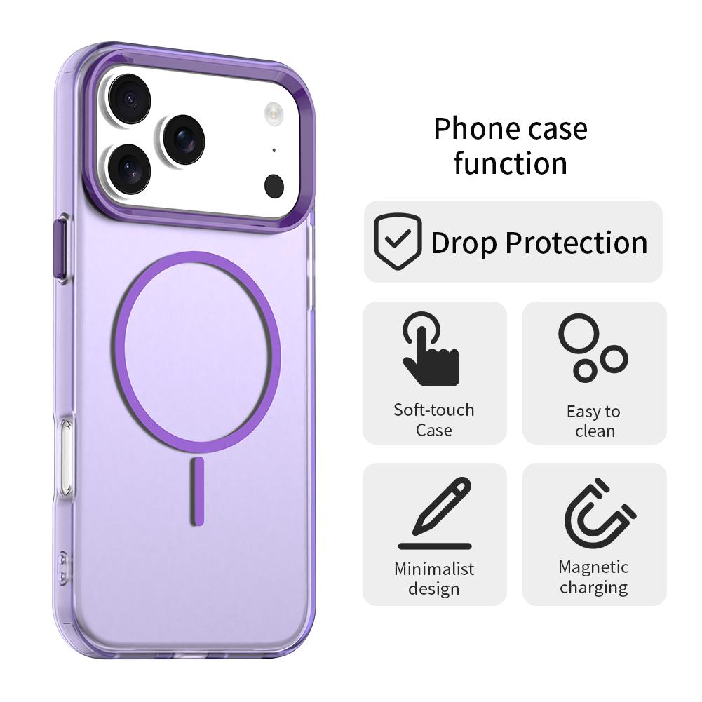 For iPhone 18 Pro Max Candy Fine Circle Magsafe PC Hybrid TPU Phone Case - Purple - EDA008658619G