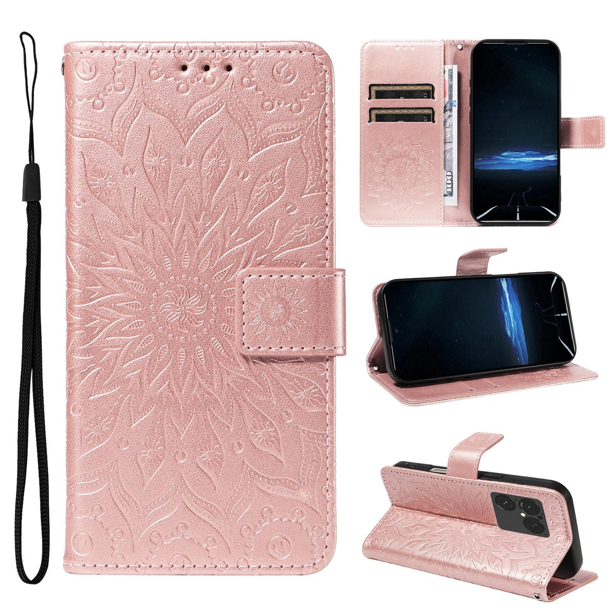 For Sony Xperia 1 VIII Embossed Sunflower Pattern Flip Leather Phone Case - Rose Gold - EDA008661302B