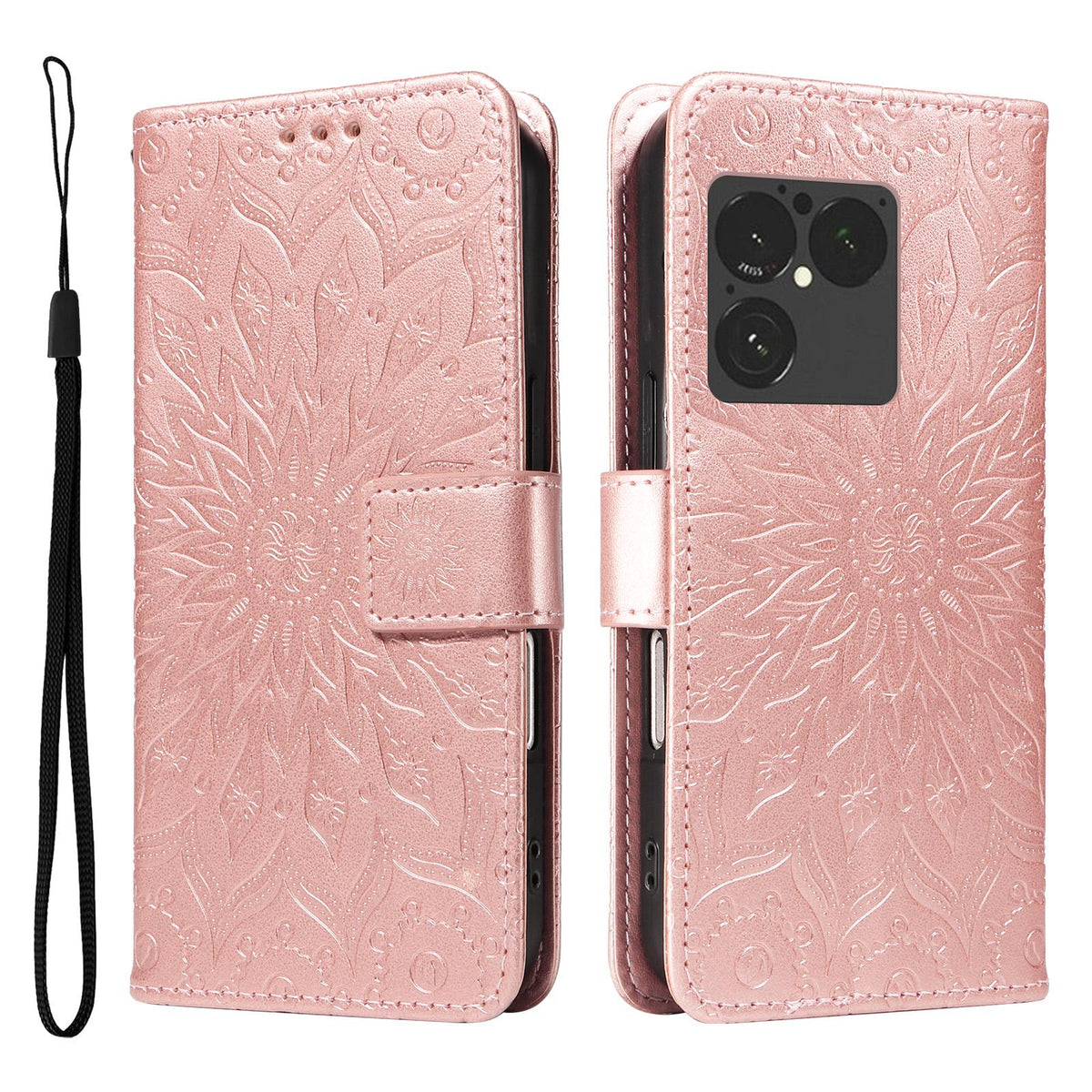 For Sony Xperia 1 VIII Embossed Sunflower Pattern Flip Leather Phone Case - Rose Gold - EDA008661302B