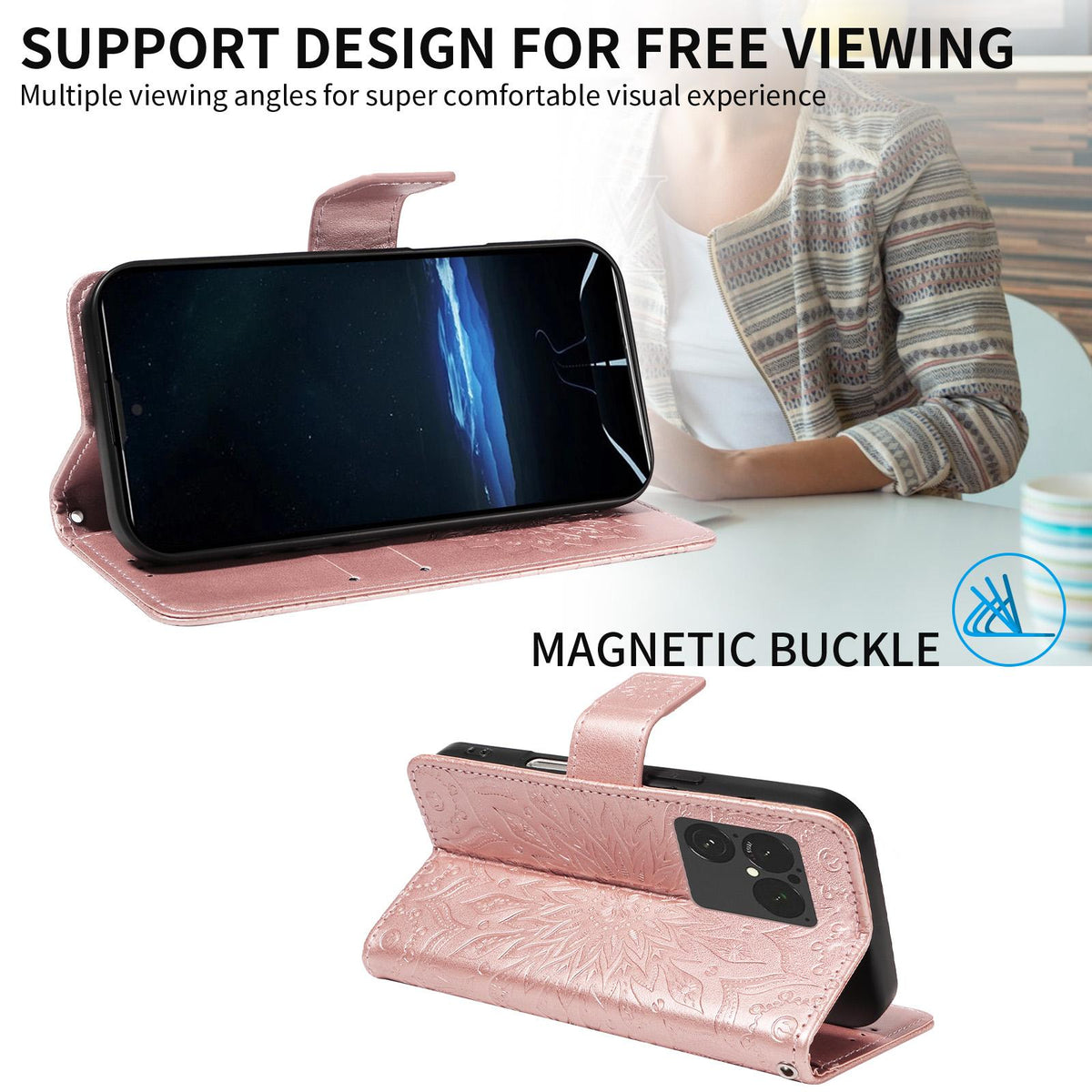 For Sony Xperia 1 VIII Embossed Sunflower Pattern Flip Leather Phone Case - Rose Gold - EDA008661302B