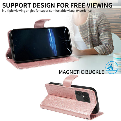 For Sony Xperia 1 VIII Embossed Sunflower Pattern Flip Leather Phone Case - Rose Gold - EDA008661302B