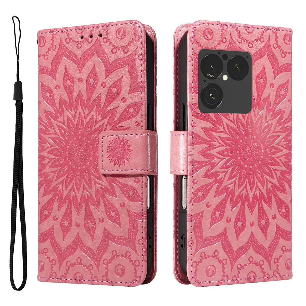 For Sony Xperia 1 VIII Embossed Sunflower Pattern Flip Leather Phone Case - Pink - EDA008661302E
