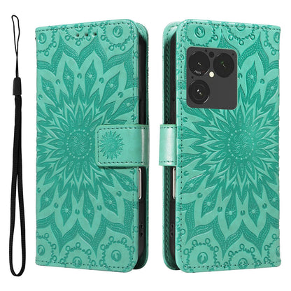 For Sony Xperia 1 VIII Embossed Sunflower Pattern Flip Leather Phone Case - Green - EDA008661302F