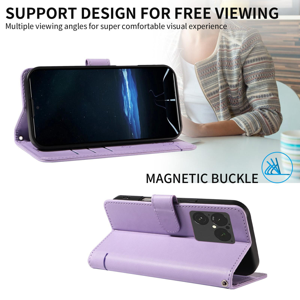 For Sony Xperia 1 VIII Adorable Cat Embossed Pattern Flip Leather Phone Case - Purple - EDA008661402C