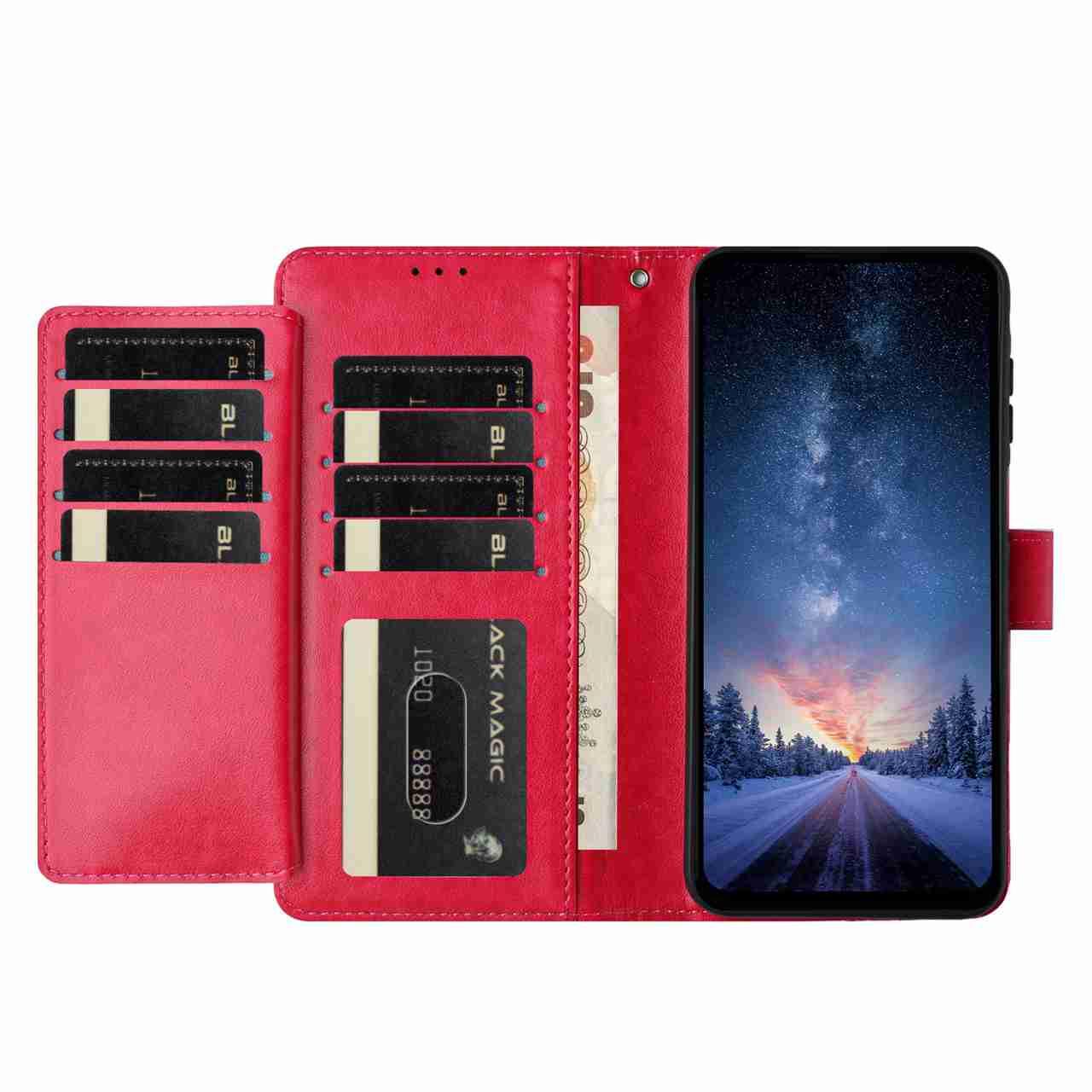 For Redmi K90 Pro Max / Poco F8 Ultra Lambskin 8-card Slot Leather Phone Case(Rose Red)