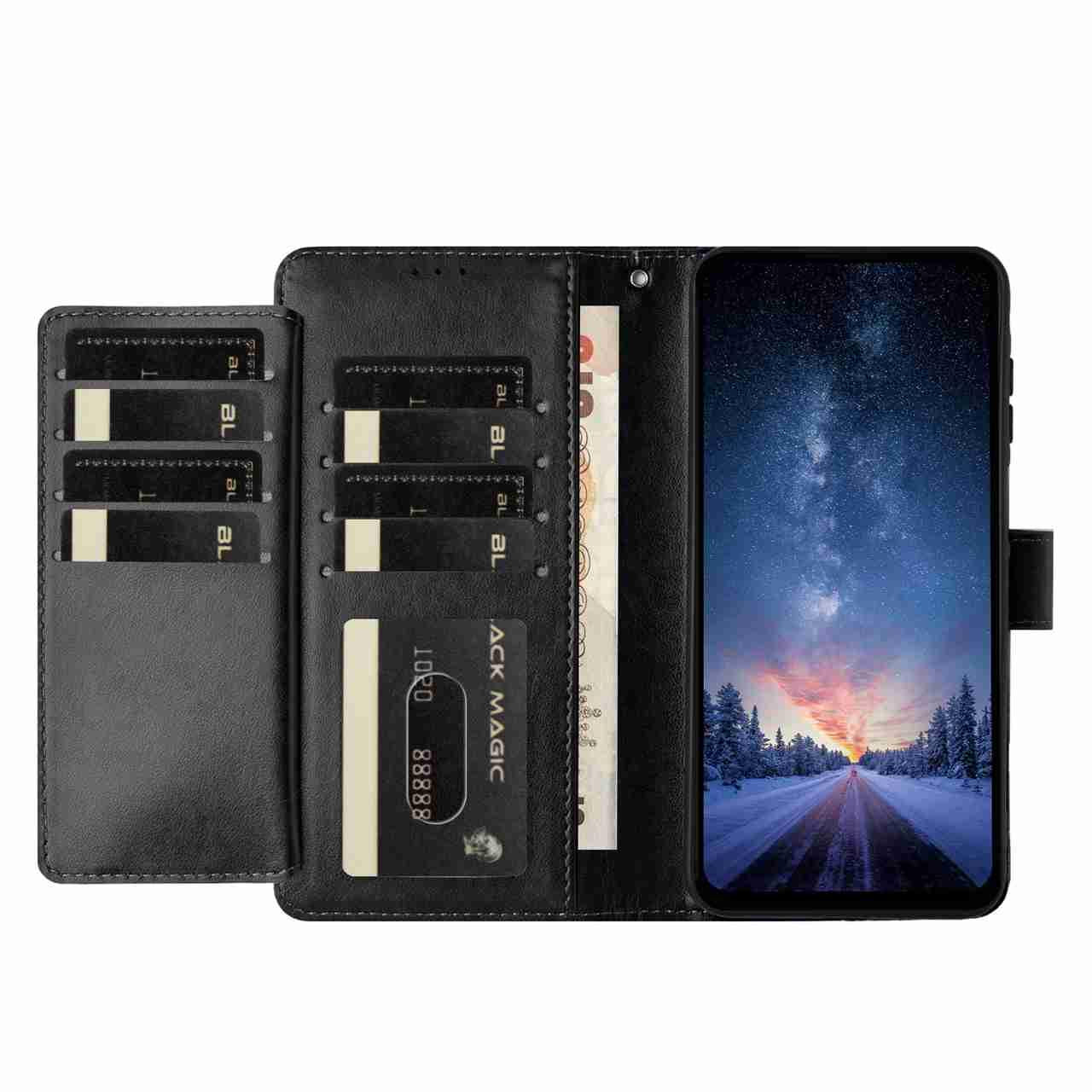 For Redmi K90 Pro Max / Poco F8 Ultra Lambskin 8-card Slot Leather Phone Case(Black)