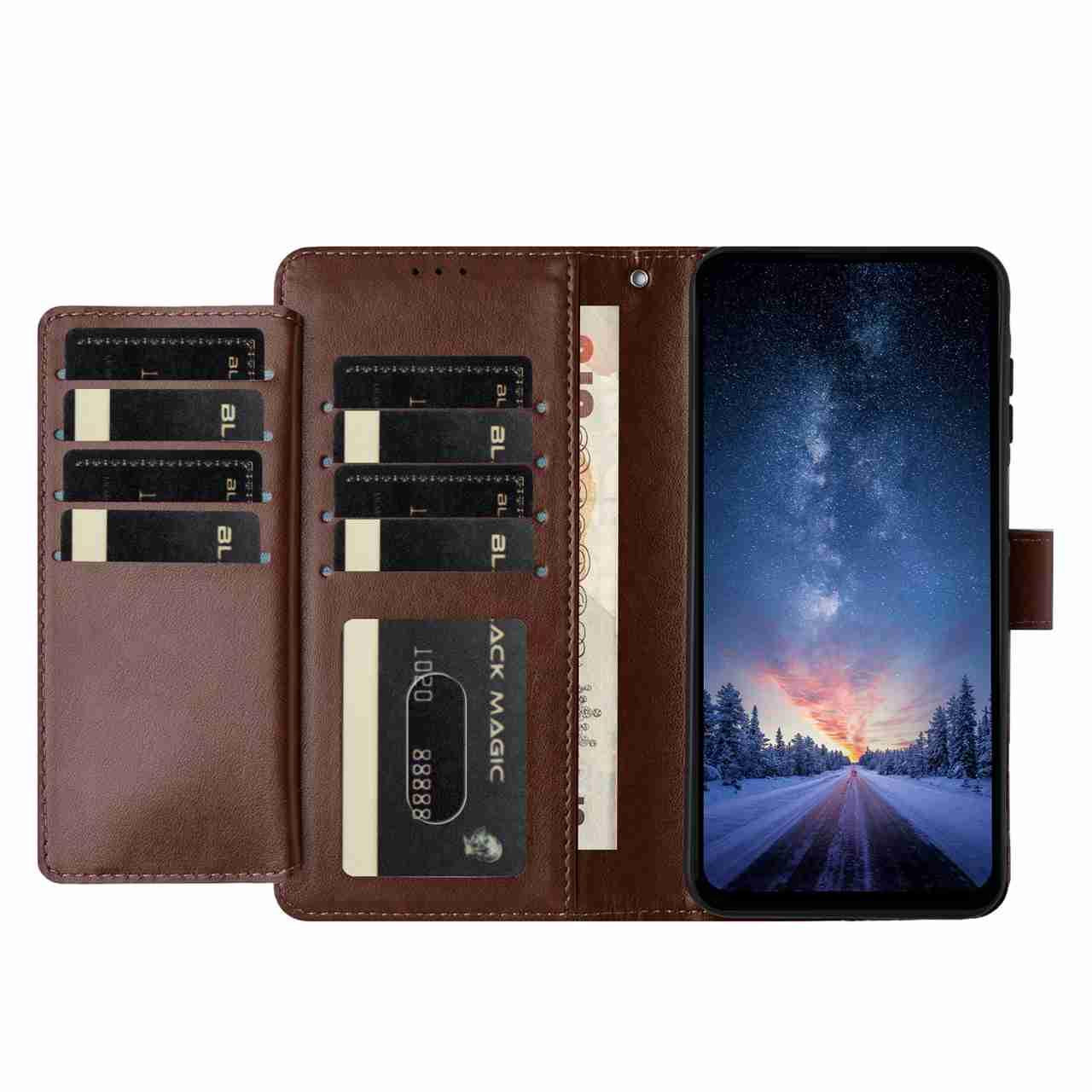 For Redmi K90 Pro Max / Poco F8 Ultra Lambskin 8-card Slot Leather Phone Case(Brown)