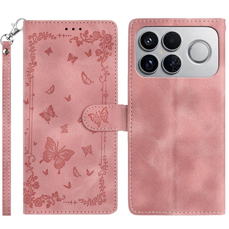 For Redmi K90 Pro Max / Poco F8 Ultra Secret Garden Butterfly Pattern Leather Phone Case(Pink)