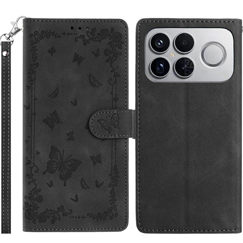 For Redmi K90 Pro Max / Poco F8 Ultra Secret Garden Butterfly Pattern Leather Phone Case(Black)