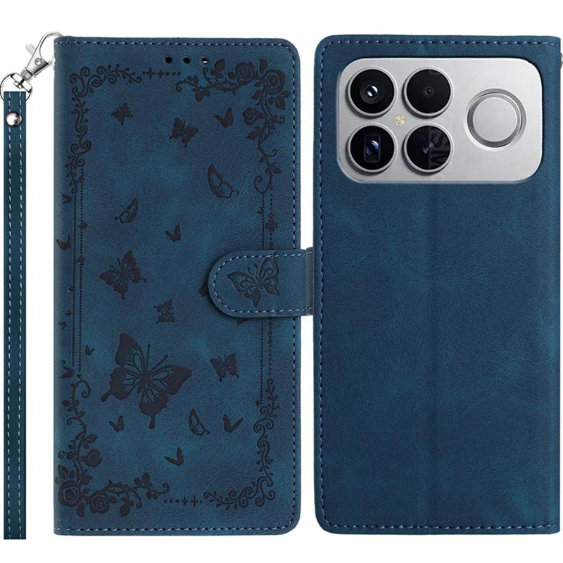 For Redmi K90 Pro Max / Poco F8 Ultra Secret Garden Butterfly Pattern Leather Phone Case(Dark Blue)