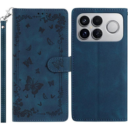 For Redmi K90 Pro Max / Poco F8 Ultra Secret Garden Butterfly Pattern Leather Phone Case(Dark Blue)