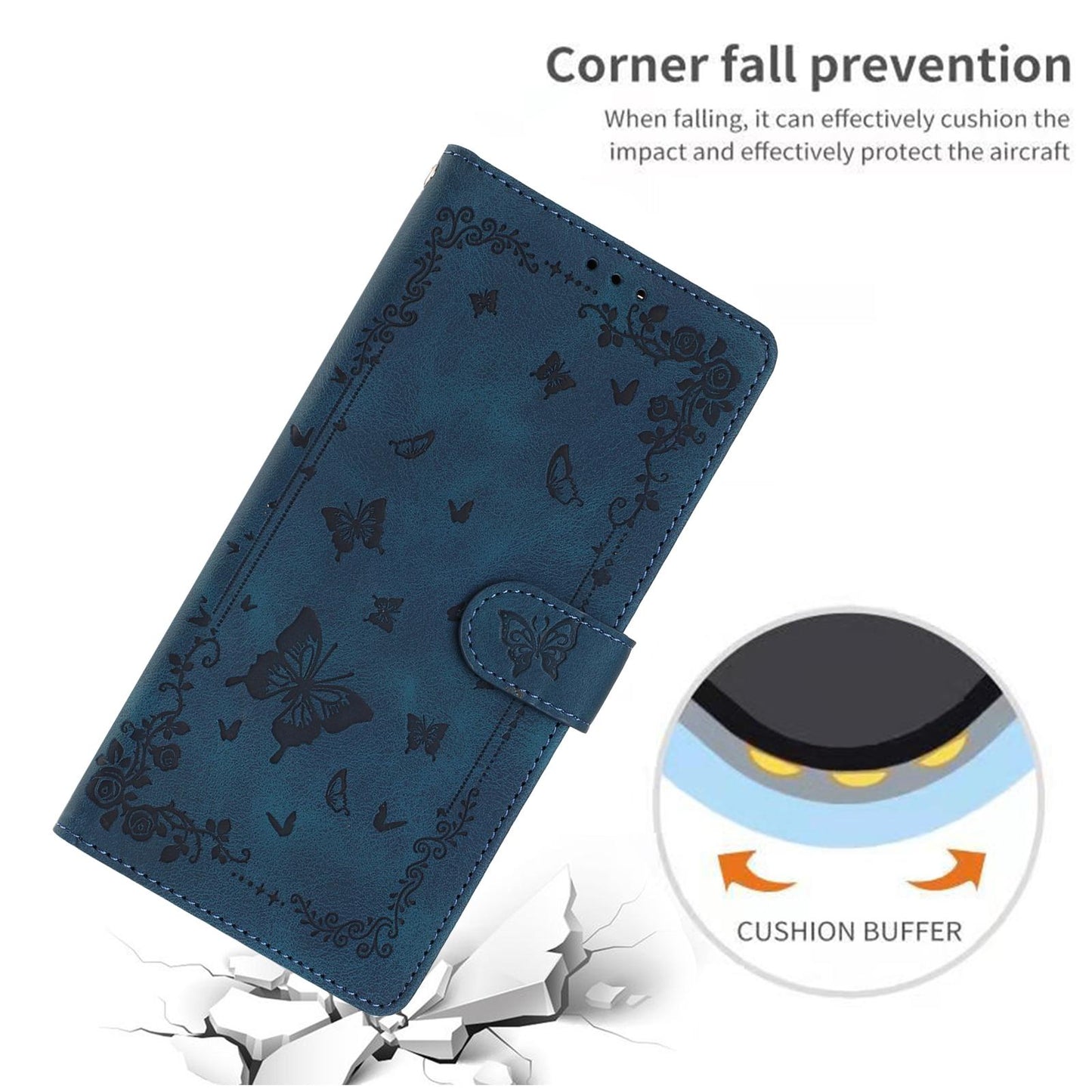 For Redmi K90 Pro Max / Poco F8 Ultra Secret Garden Butterfly Pattern Leather Phone Case(Dark Blue)