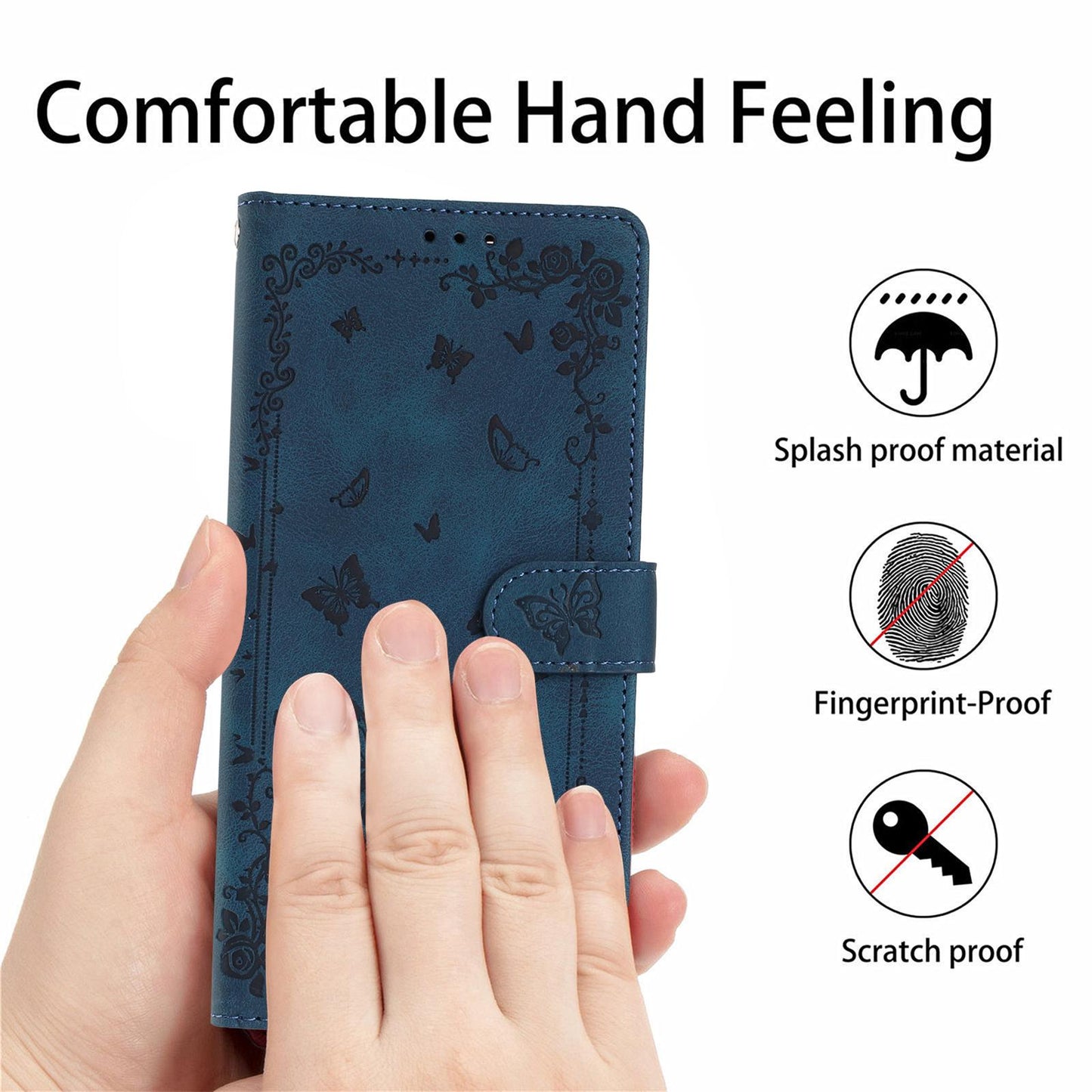 For Redmi K90 Pro Max / Poco F8 Ultra Secret Garden Butterfly Pattern Leather Phone Case(Dark Blue)
