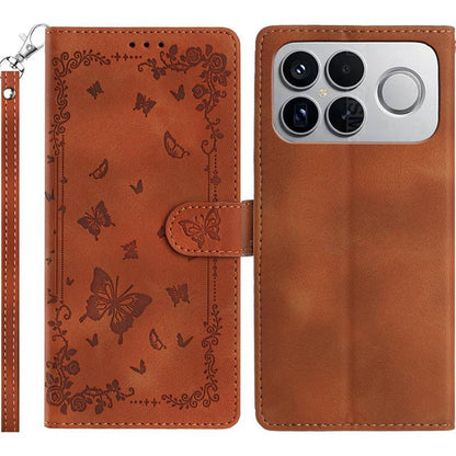 For Redmi K90 Pro Max / Poco F8 Ultra Secret Garden Butterfly Pattern Leather Phone Case(Brown)