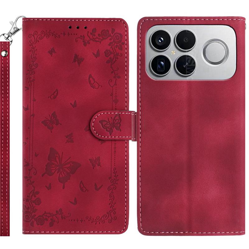 For Redmi K90 Pro Max / Poco F8 Ultra Secret Garden Butterfly Pattern Leather Phone Case(Red)