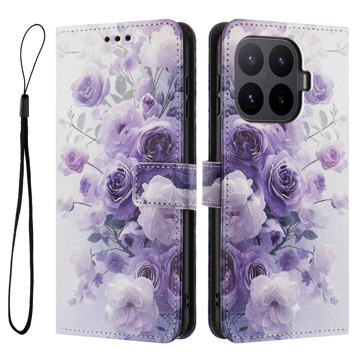 For Xiaomi 17T 5G Color Drawing Pattern Leather Phone Case - Purple Rose - EDA008681115E