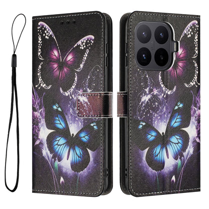 For Xiaomi 17T Pro 5G Color Drawing Pattern Leather Phone Case - Two Butterflies - EDA008681116C