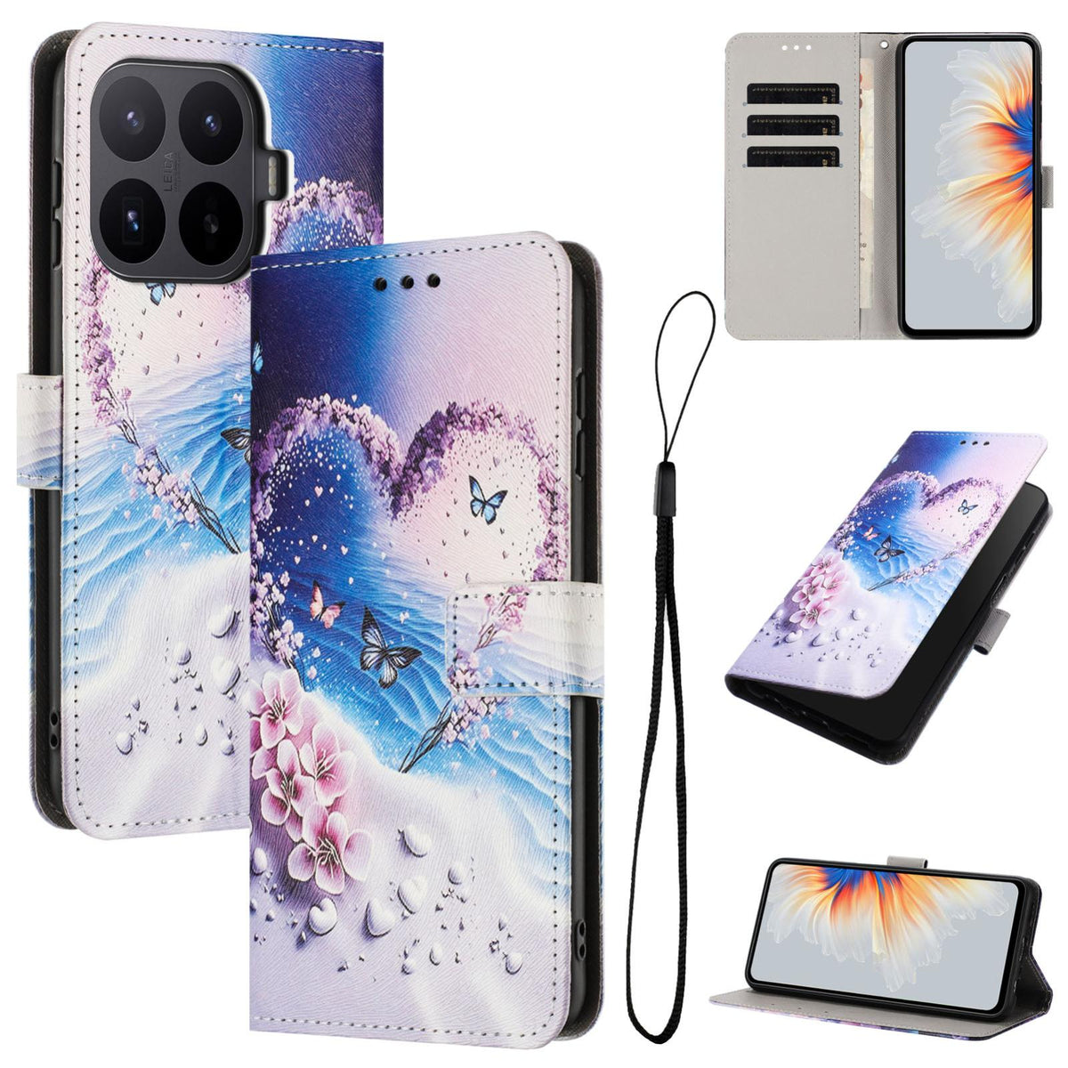 For Xiaomi 17T Pro 5G Color Drawing Pattern Leather Phone Case - Love Butterfly - EDA008681116D