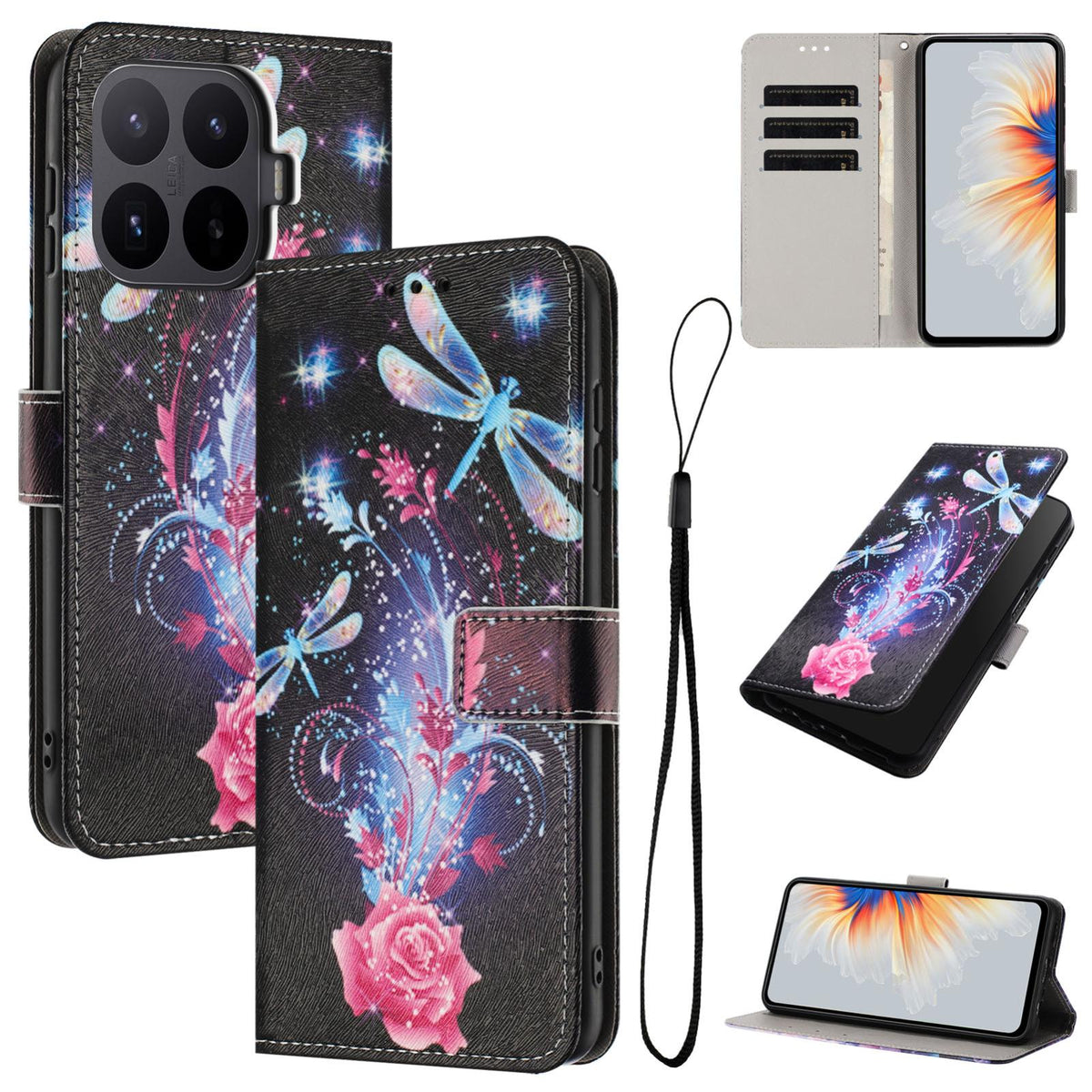 For Xiaomi 17T Pro 5G Color Drawing Pattern Leather Phone Case - Dragonfly - EDA008681116F