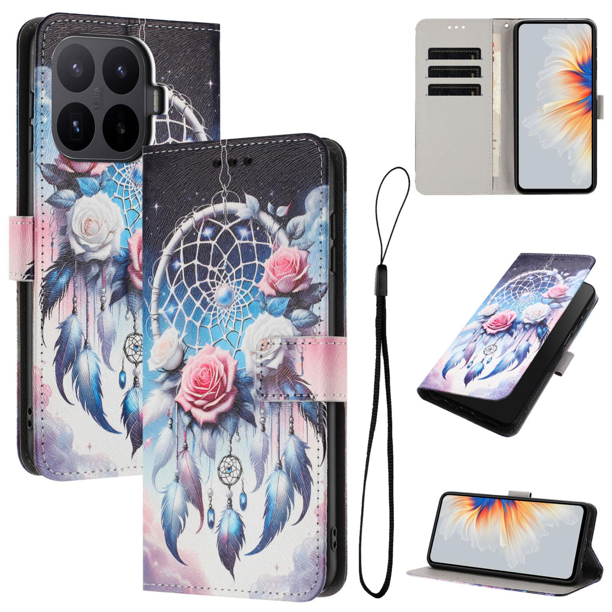 For Xiaomi 17T Pro 5G Color Drawing Pattern Leather Phone Case - Flower Wind Chime - EDA008681116H