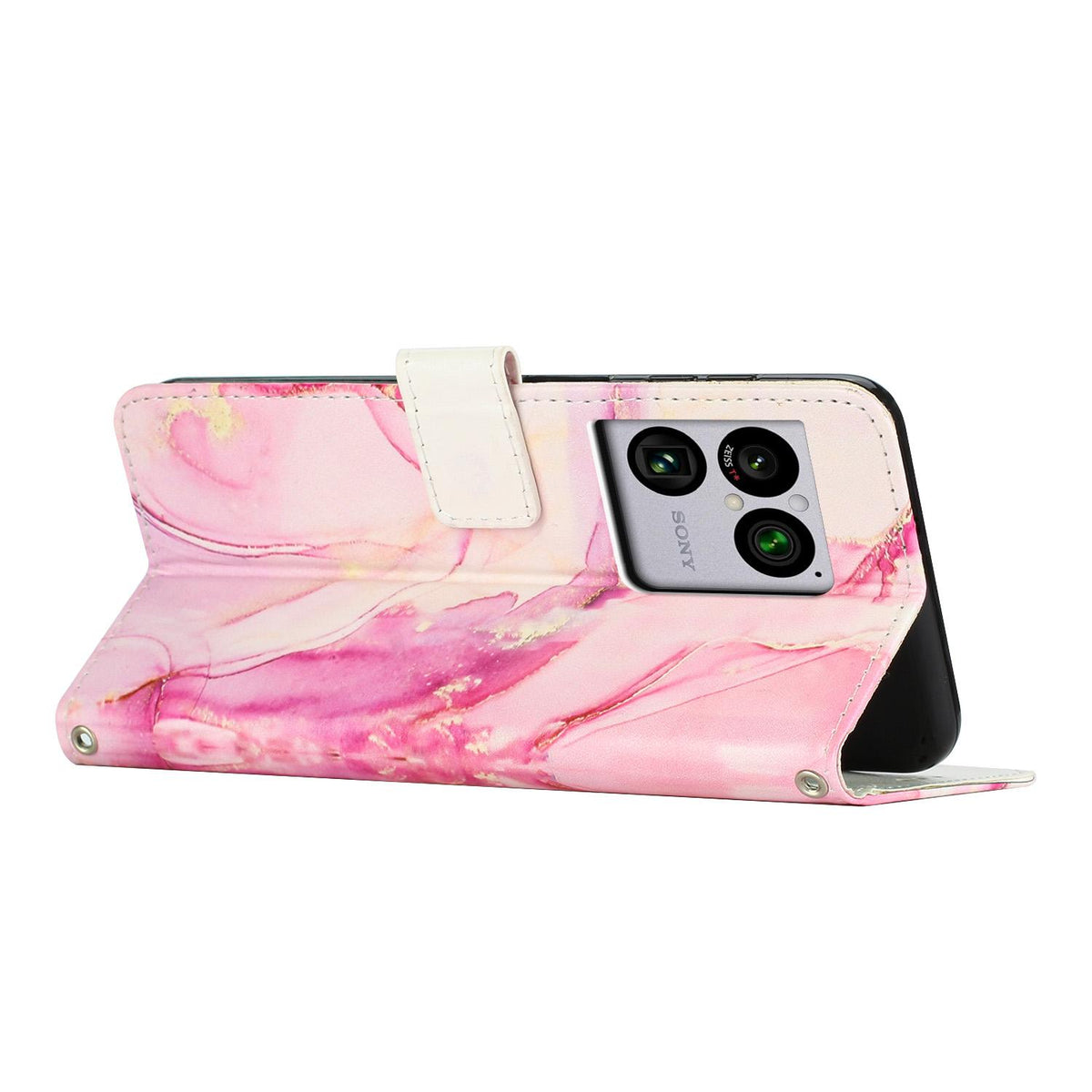 For Sony Xperia 1 VIII Painted Marble Pattern Leather Phone Case - Rose Gold - EDA008682102C
