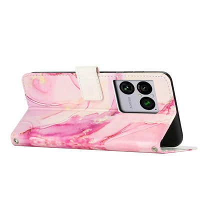 For Sony Xperia 1 VIII Painted Marble Pattern Leather Phone Case - Rose Gold - EDA008682102C