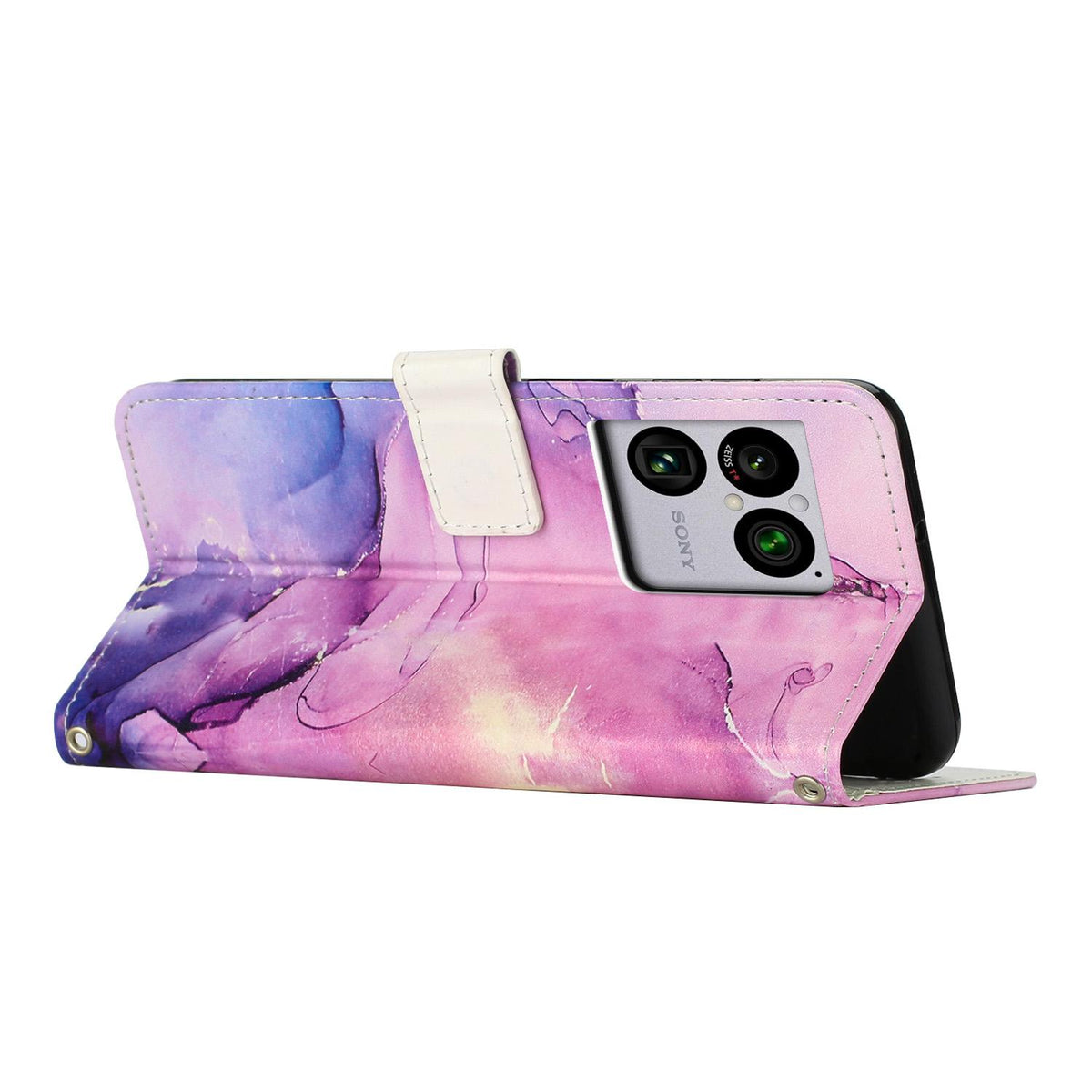For Sony Xperia 1 VIII Painted Marble Pattern Leather Phone Case - Purple - EDA008682102E