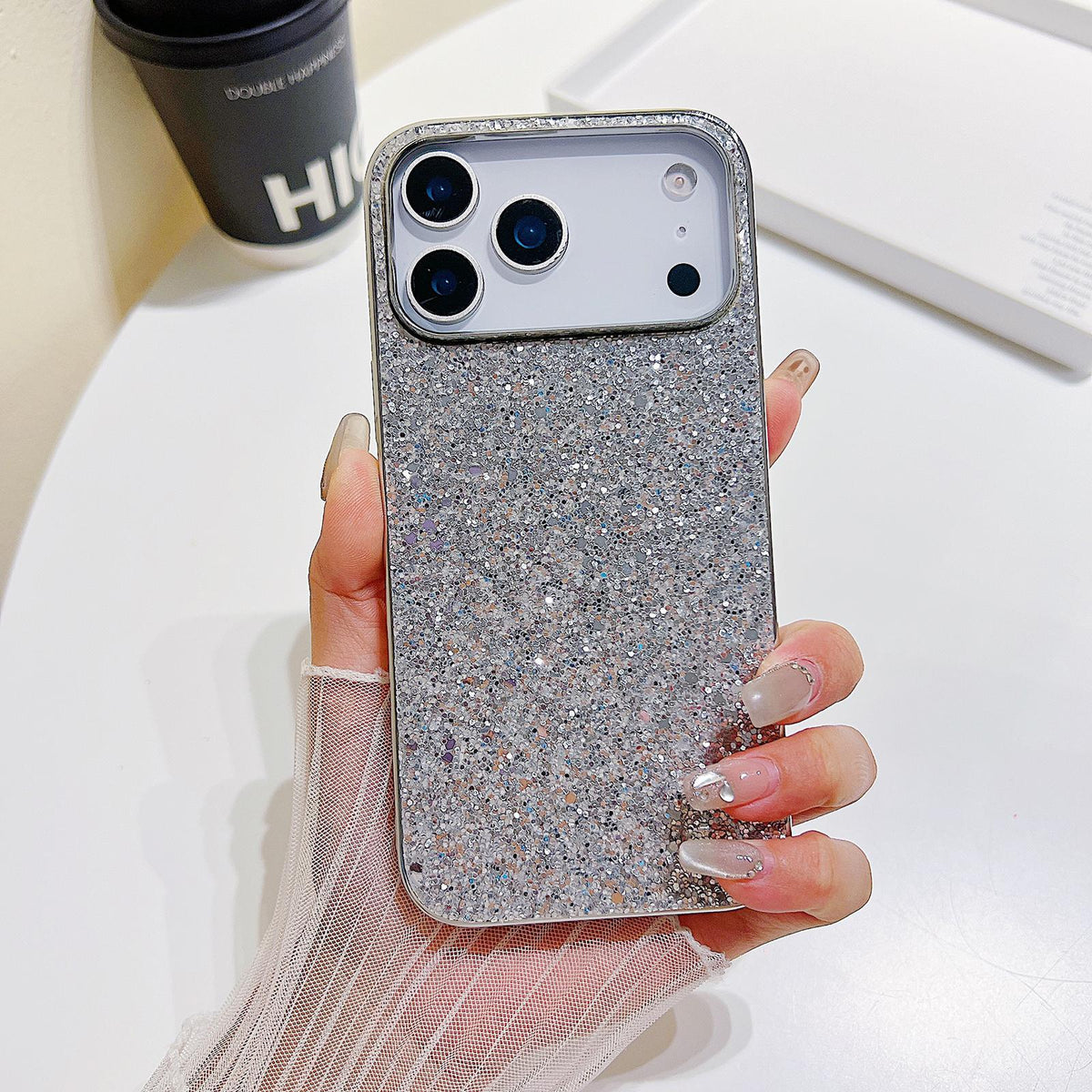 For iPhone 18 Pro Glitter Powder Shockproof TPU Phone Case - Silver - EDA008682306A