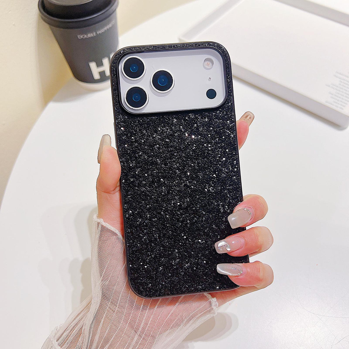 For iPhone 18 Pro Glitter Powder Shockproof TPU Phone Case - Black - EDA008682306D