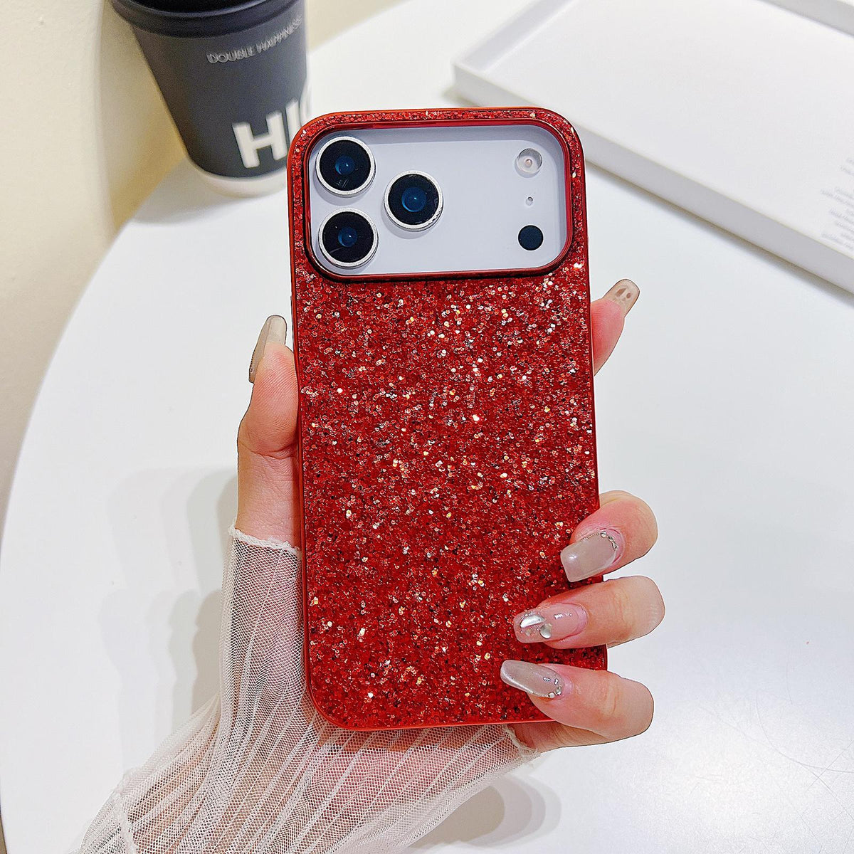 For iPhone 18 Pro Glitter Powder Shockproof TPU Phone Case - Red - EDA008682306F