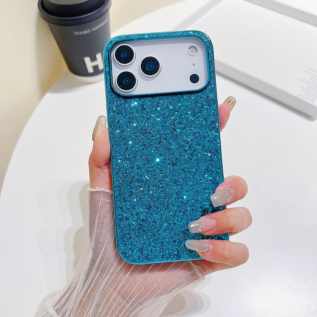 For iPhone 18 Pro Max Glitter Powder Shockproof TPU Phone Case - Blue - EDA008682307B