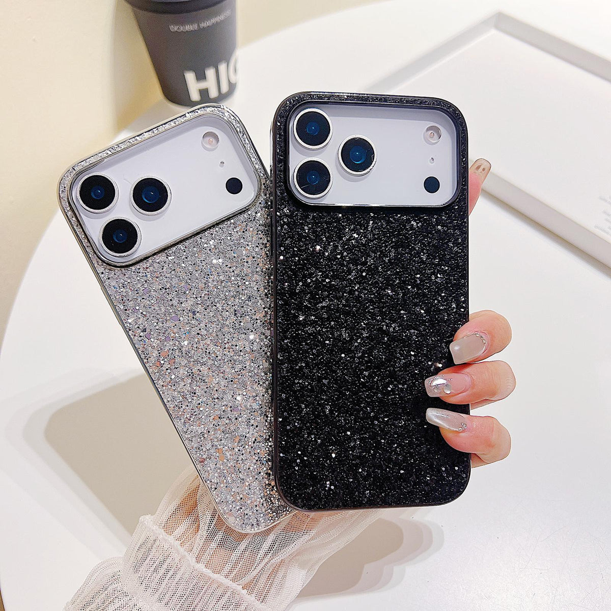 For iPhone 18 Pro Max Glitter Powder Shockproof TPU Phone Case - Red - EDA008682307F