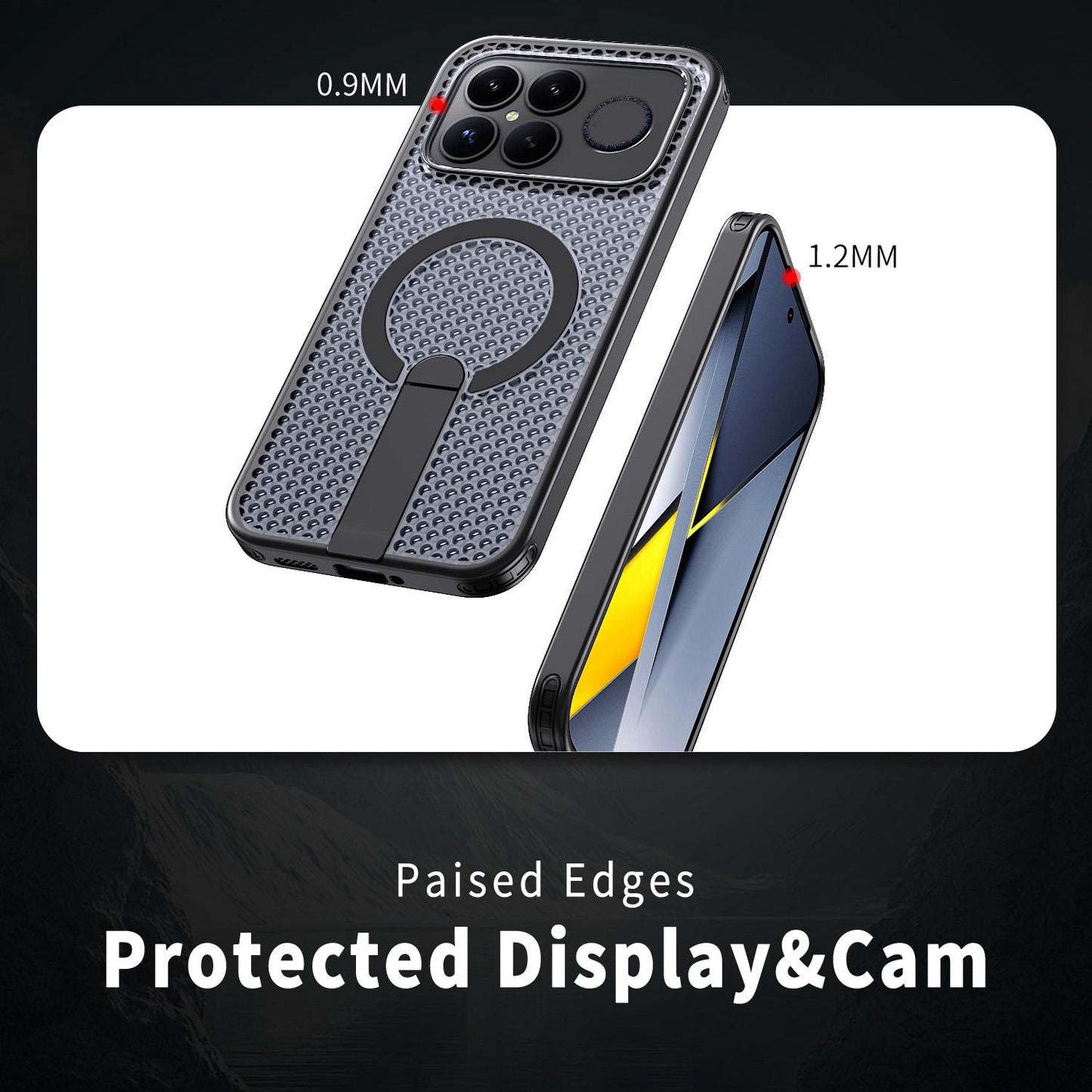 For Redmi K90 Pro Max / Poco F8 Ultra Honeycomb Cooling MagSafe Holder Phone Case(Black)