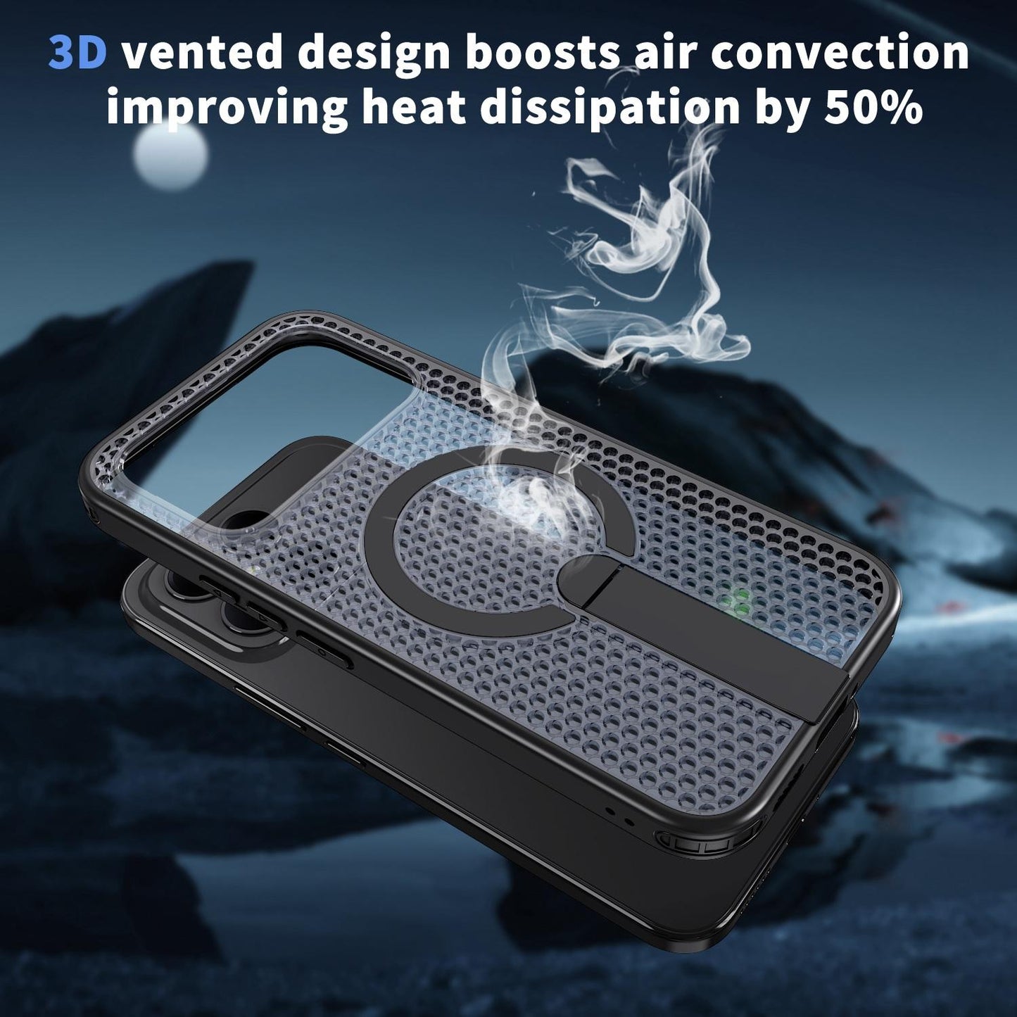 For Redmi K90 Pro Max / Poco F8 Ultra Honeycomb Cooling MagSafe Holder Phone Case(Black)