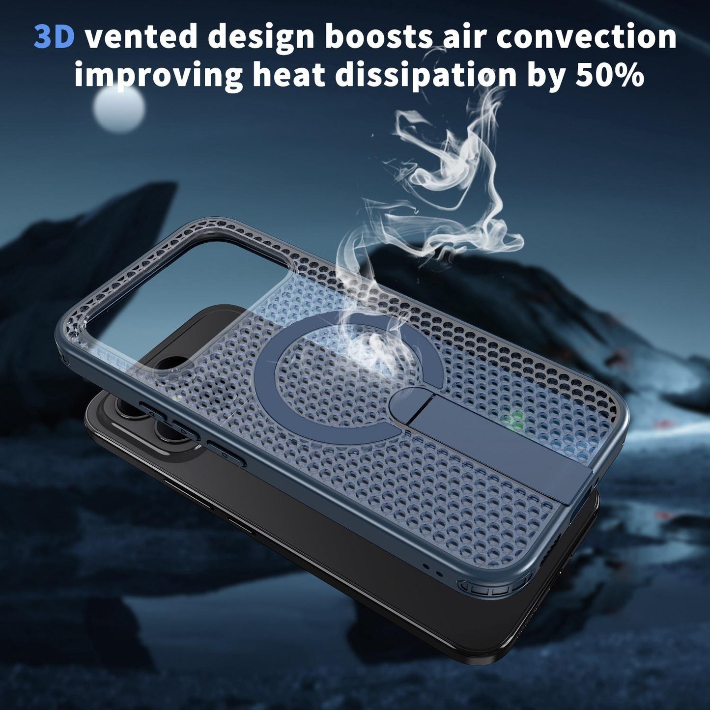 For Redmi K90 Pro Max / Poco F8 Ultra Honeycomb Cooling MagSafe Holder Phone Case(Blue)