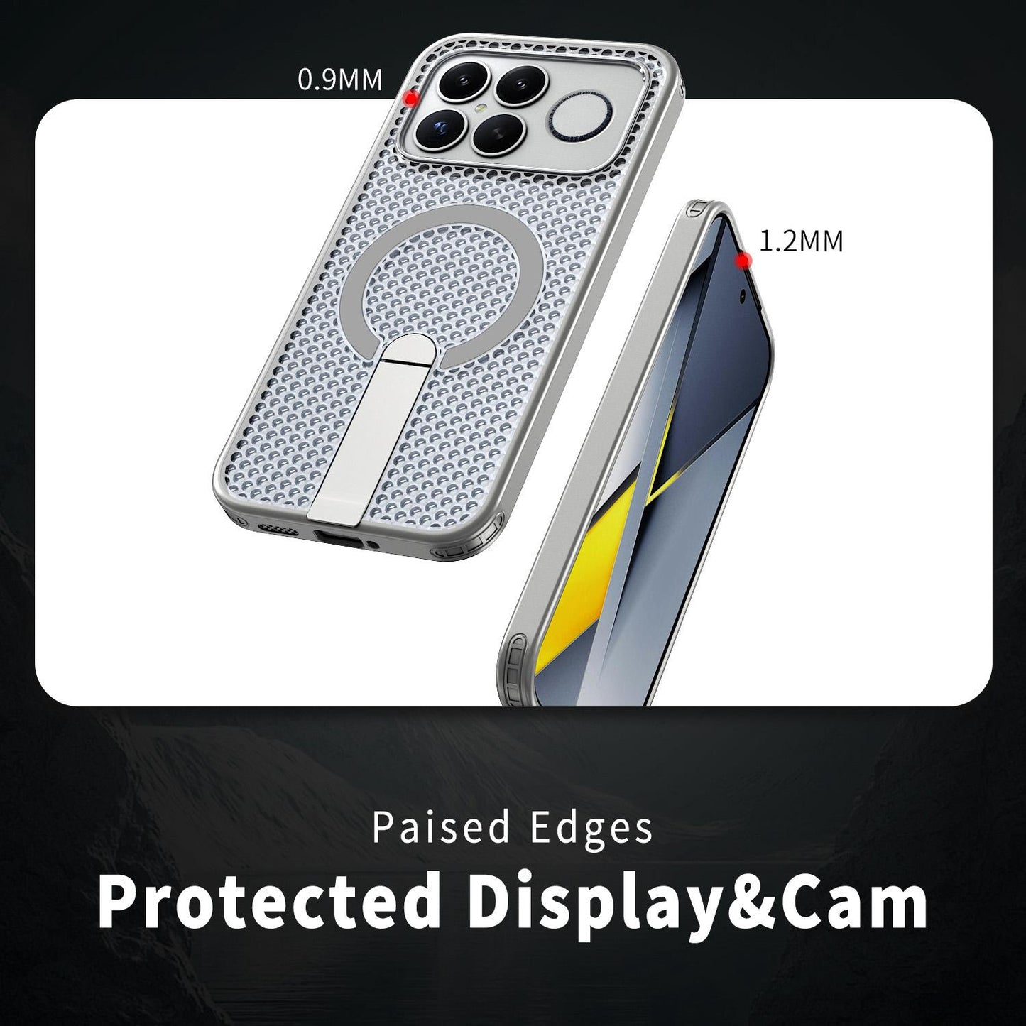 For Redmi K90 Pro Max / Poco F8 Ultra Honeycomb Cooling MagSafe Holder Phone Case(Titanium Grey)